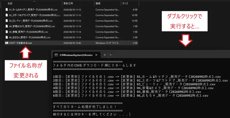 名称が書き換わった後の一覧画面