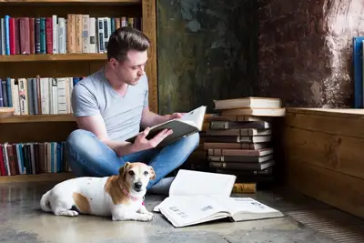犬の飼育に必要な情報を調べているイメージ画像