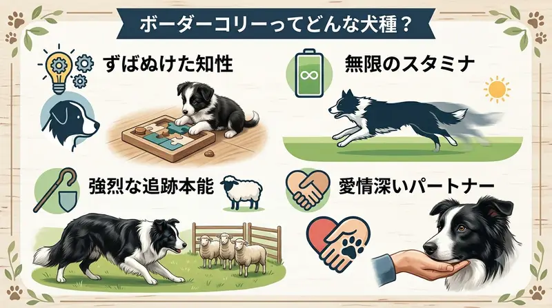 ボーダーコリーのざっくりとした特徴を紹介する画像